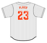 Iron Forge Full Button Short Sleeve Game Jersey - White W/Pinstripe