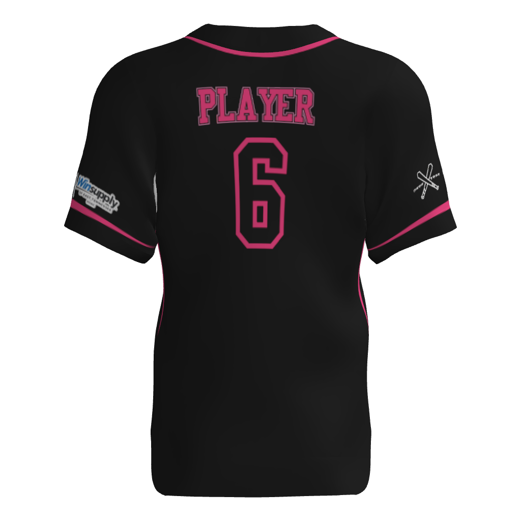 Pink Lightning Full Button Short Sleeve Game Jersey