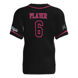 Pink Lightning Full Button Short Sleeve Game Jersey