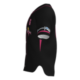 Pink Lightning Full Button Short Sleeve Game Jersey