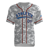 Kinetic Athletix Full Button Short Sleeve Game Jersey - Grey Camo