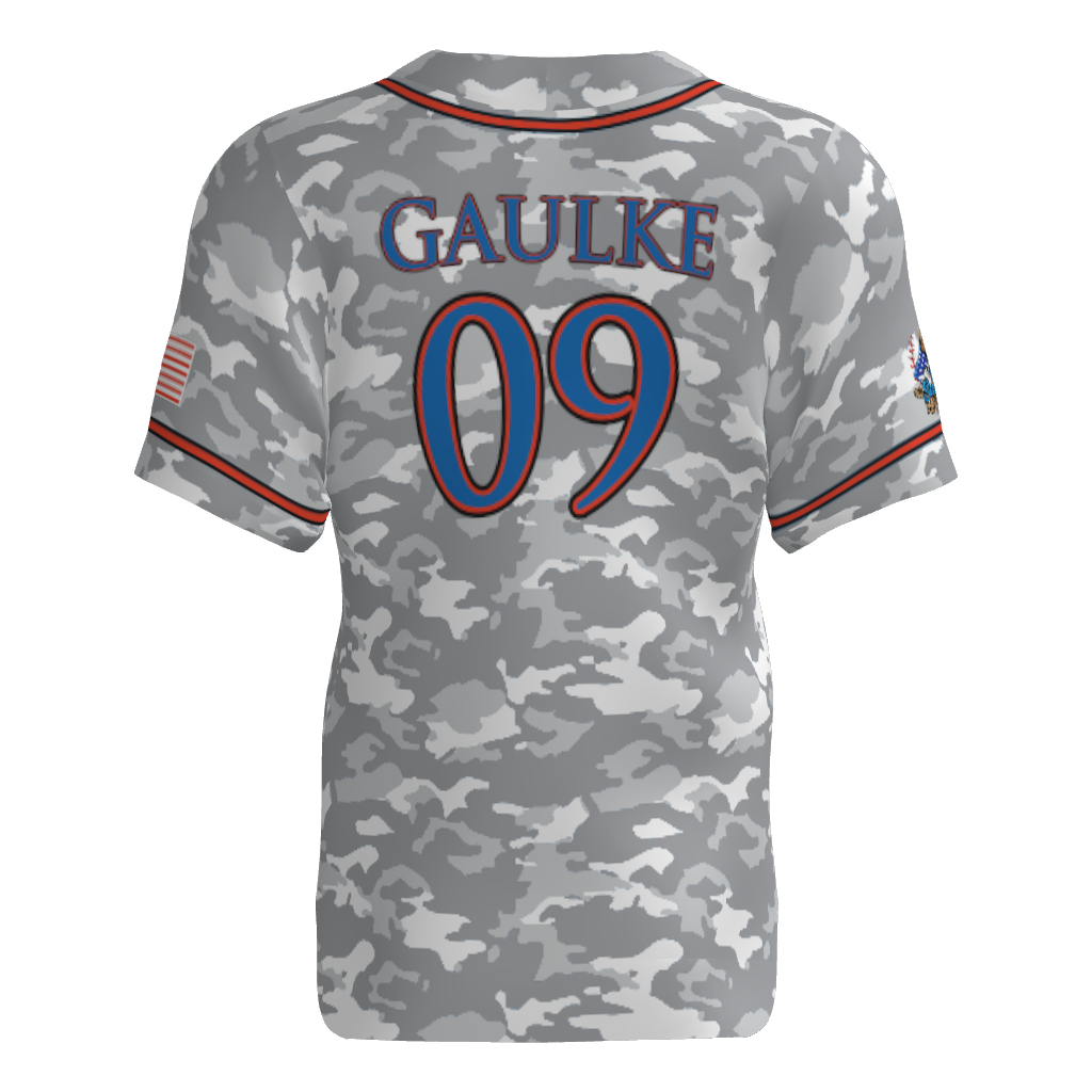 Kinetic Athletix Full Button Short Sleeve Game Jersey - Grey Camo