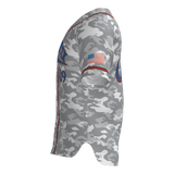 Kinetic Athletix Full Button Short Sleeve Game Jersey - Grey Camo