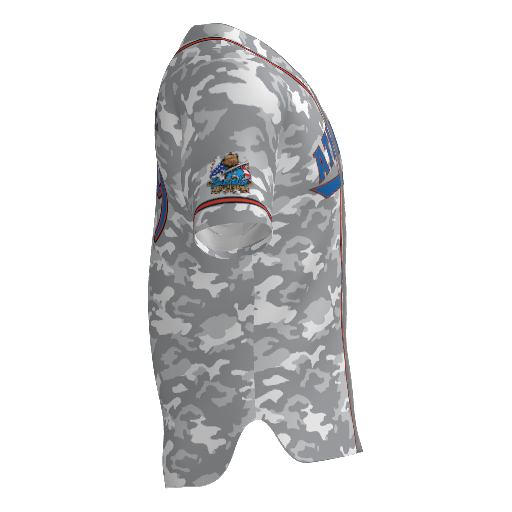 Kinetic Athletix Full Button Short Sleeve Game Jersey - Grey Camo