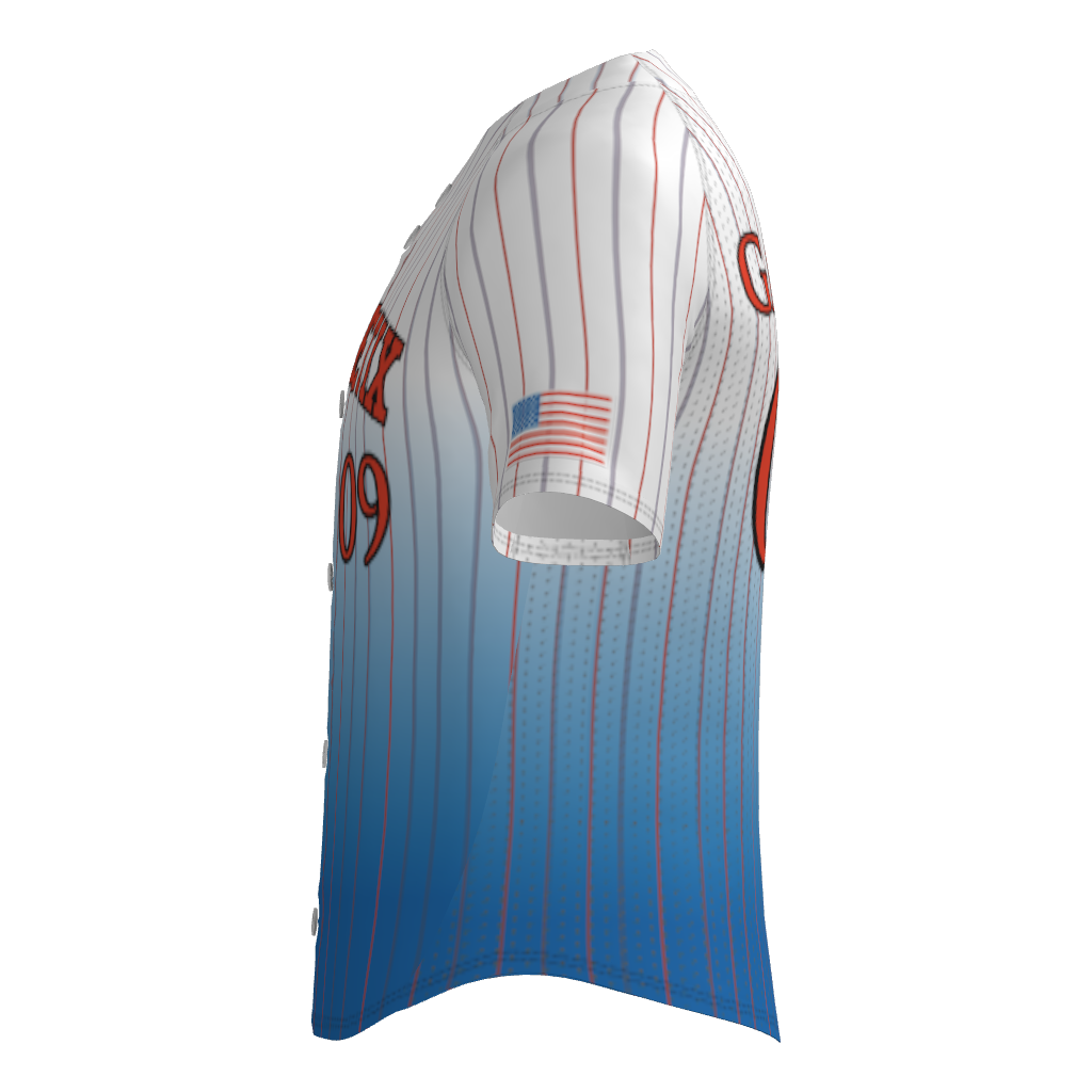 Kinetic Athletix Full Button Pro Neck Short Sleeve Fitted Game Jersey - Pinstripe