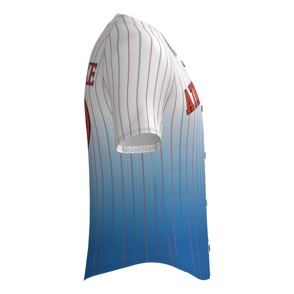 Kinetic Athletix Full Button Pro Neck Short Sleeve Fitted Game Jersey - Pinstripe
