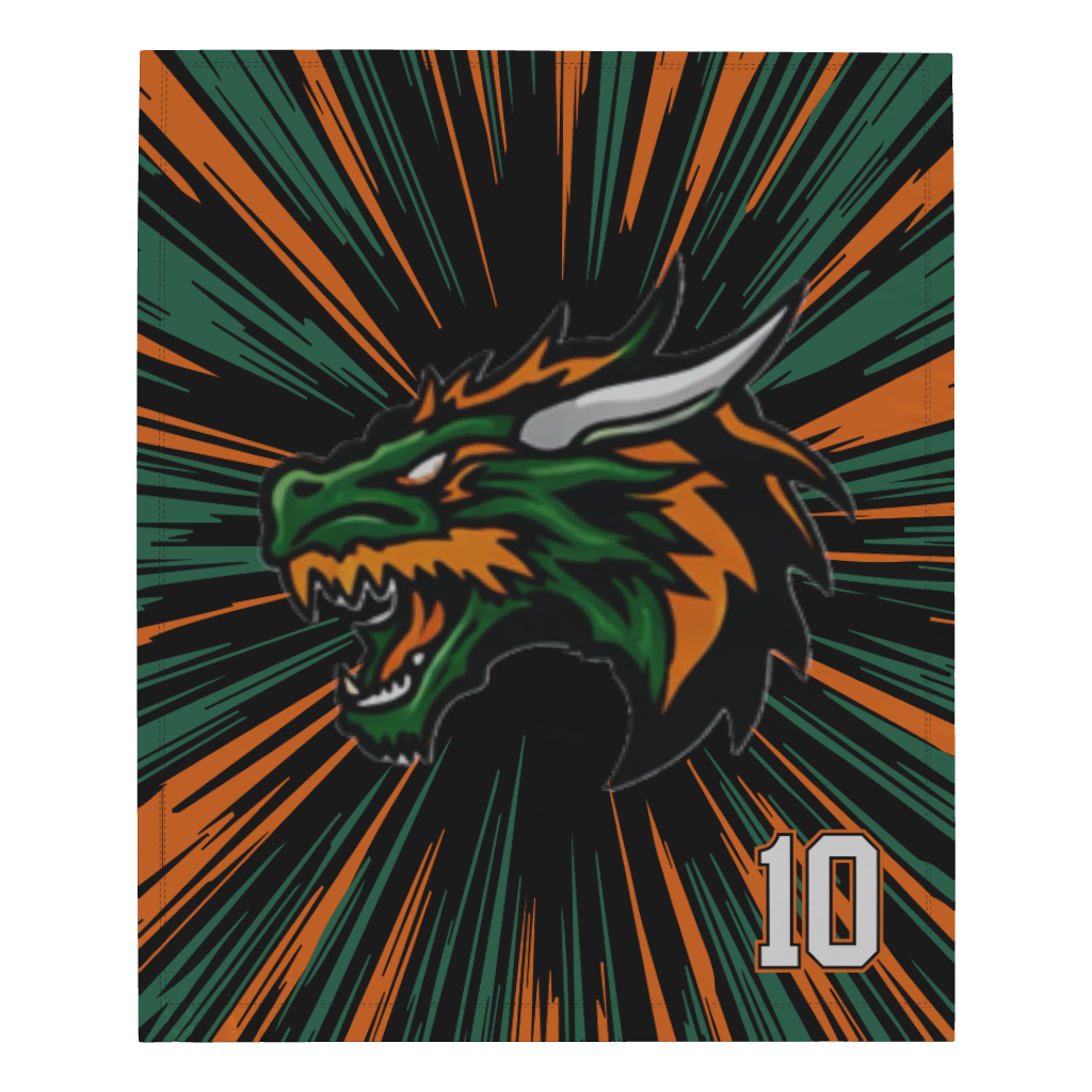Dirt Dragons Microfleece Blanket - Dragon Head W/Number (50" W X 60" L)