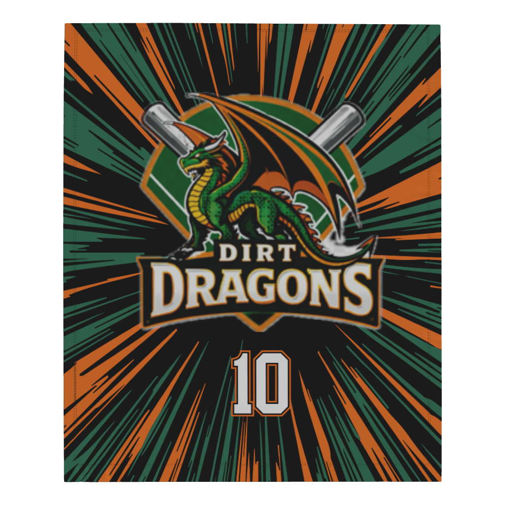 Dirt Dragons Microfleece Blanket - Dirt Dragon Logo W/Number (50" W X 60" L)