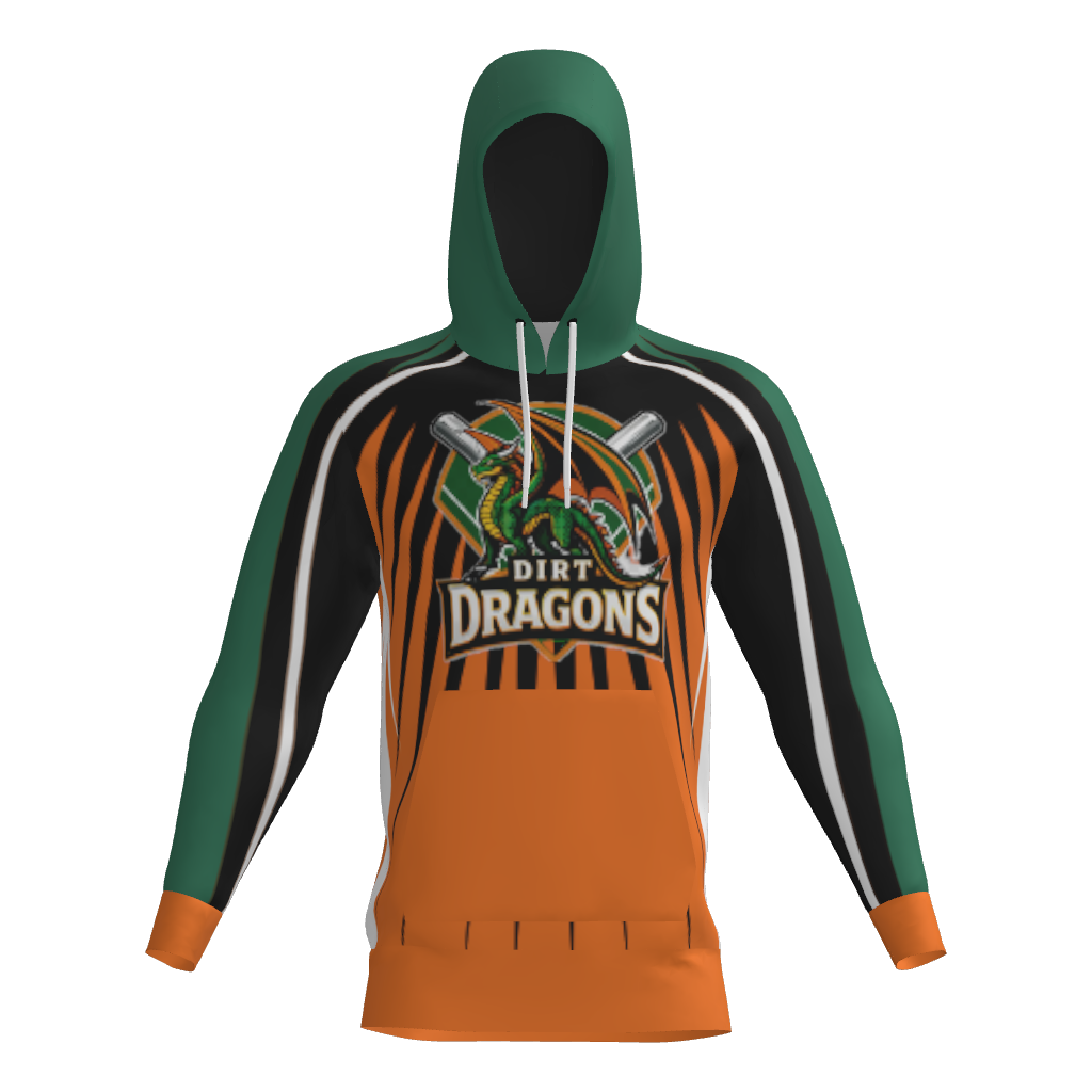 Dirt Dragons Sublimated Fleece Player Hoodie - Forest Green/Orange