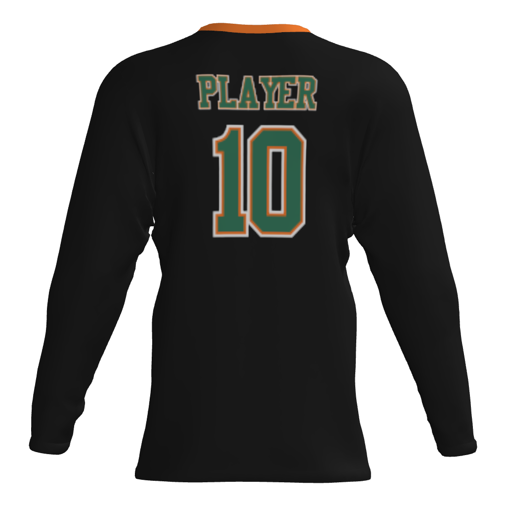 Dirt Dragons Player Long Sleeve Dri-Gear Sublimated Tee Shirt - Black