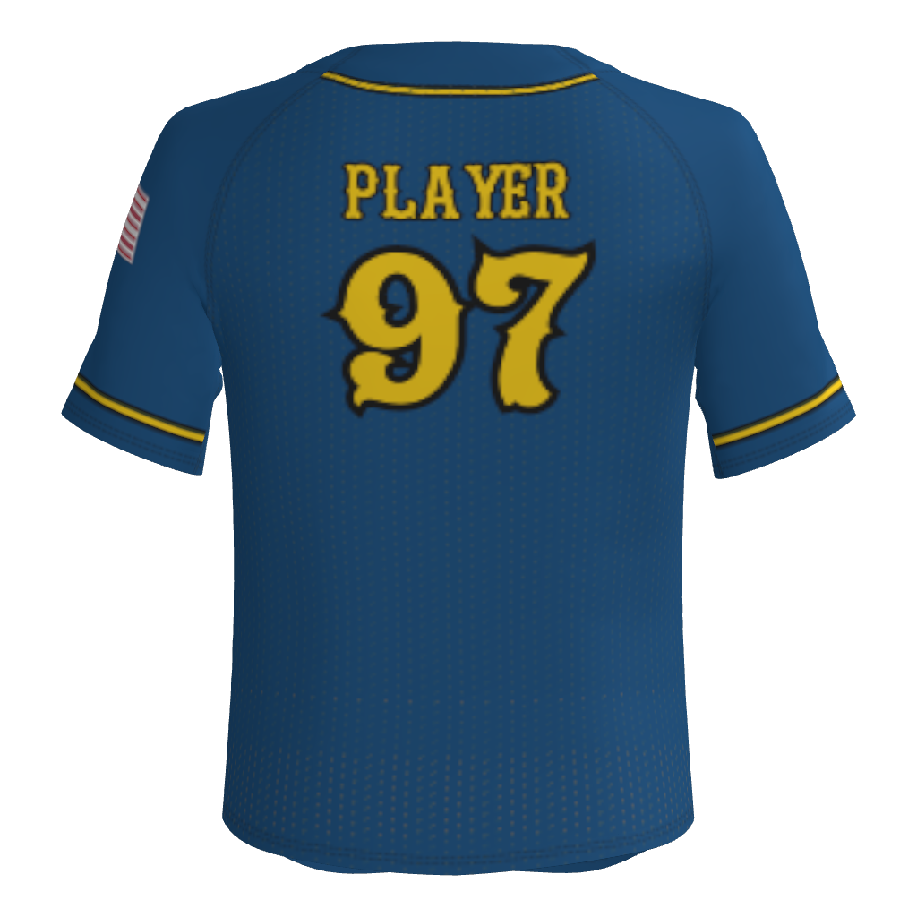 Blue Devils Full Button Pro Neck Short Sleeve Fitted Game Jersey