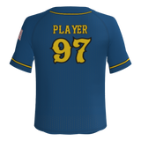 Blue Devils Full Button Pro Neck Short Sleeve Fitted Game Jersey