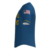 Blue Devils Full Button Pro Neck Short Sleeve Fitted Game Jersey