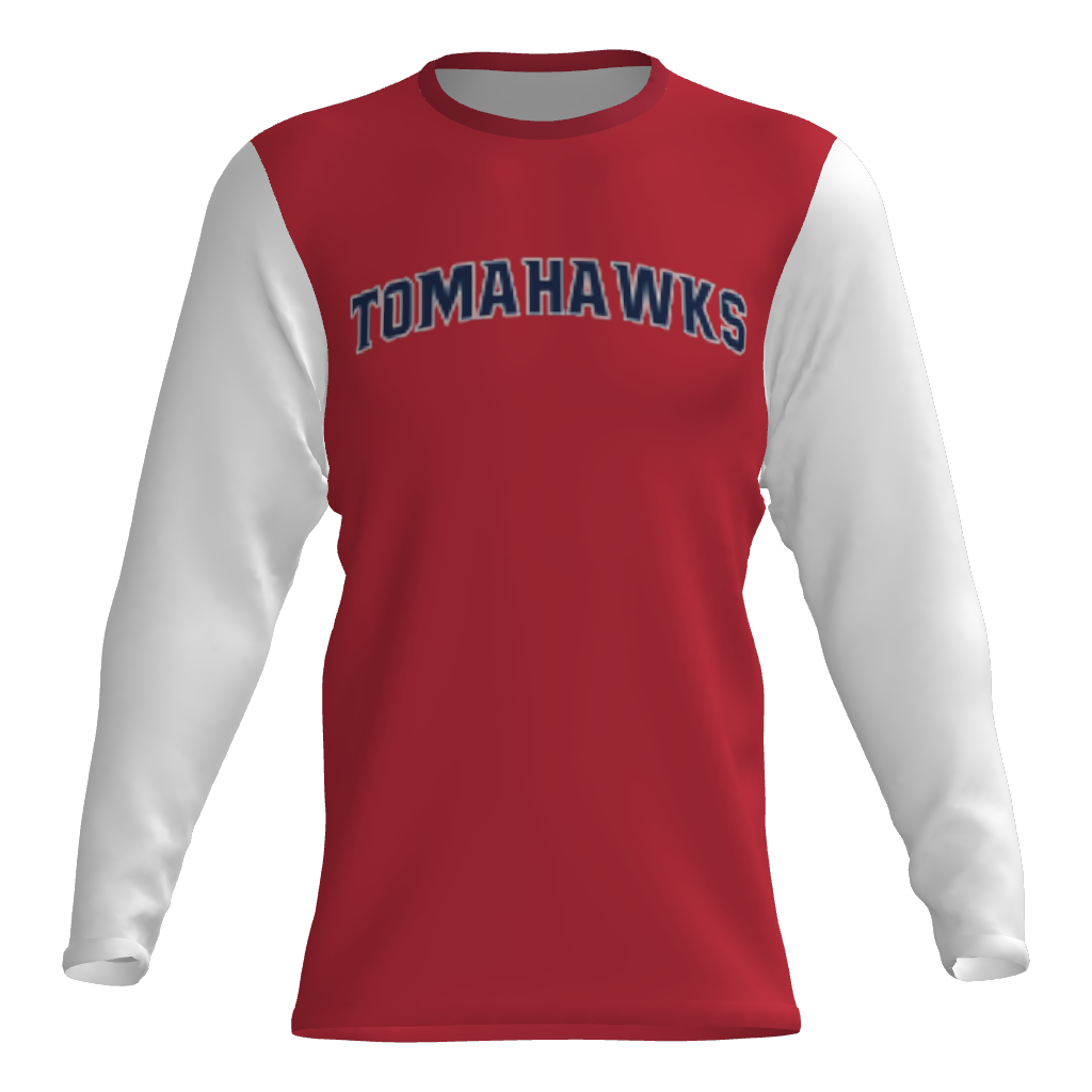 Tomahawks Long Sleeve Dri-Gear Sublimated Tee Shirt - Red