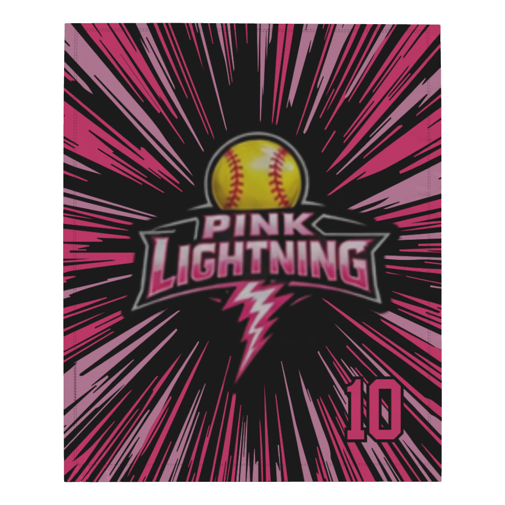 Pink Lightning Microfleece Blanket - 50" W X 60" L - With Number