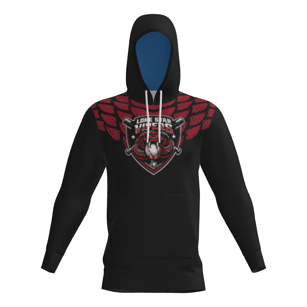 Lone Star Vipers Sublimated Fleece Player Hoodie - Black/Scarlet