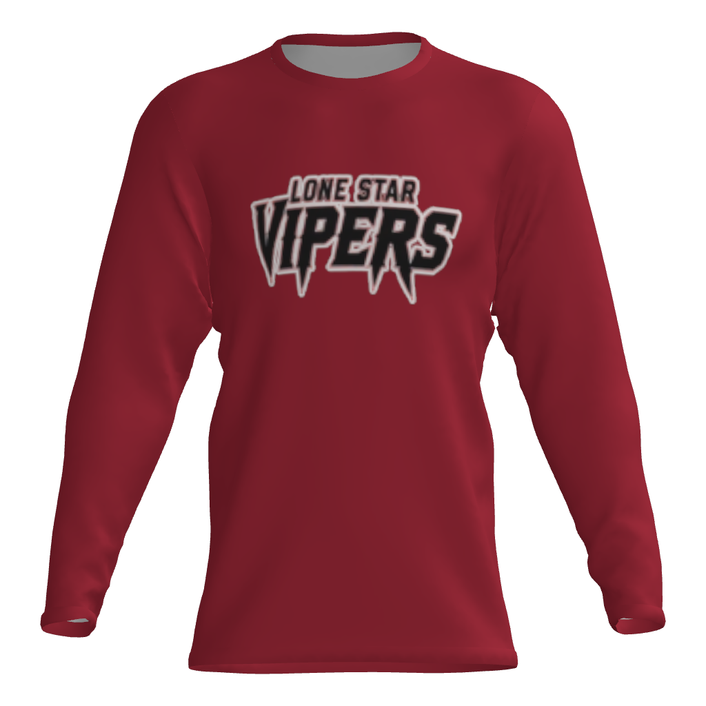 Lone Star Vipers Long Sleeve Dri-Gear Sublimated T-Shirt - Scarlet