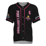 Pink Lightning Full Button Short Sleeve Game Jersey