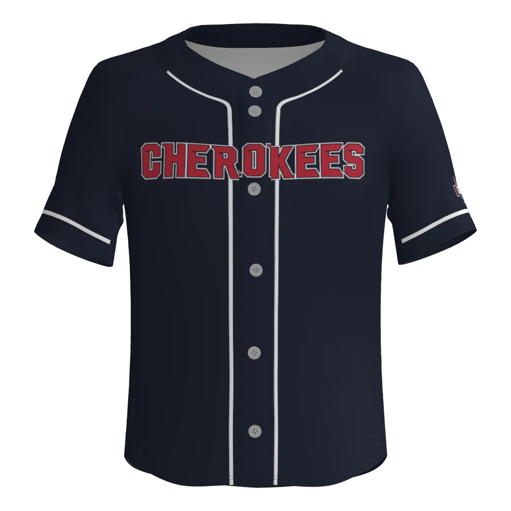 South Doyle Middle Full Button Pro Neck Short Sleeve Fitted Game Jersey - Navy