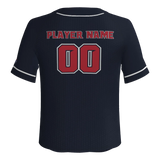 South Doyle Middle Full Button Pro Neck Short Sleeve Fitted Game Jersey - Navy