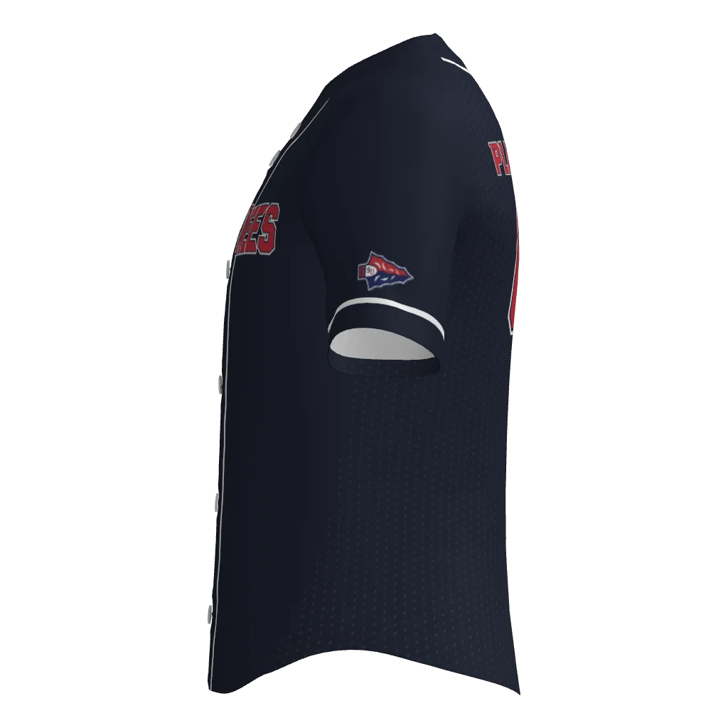 South Doyle Middle Full Button Pro Neck Short Sleeve Fitted Game Jersey - Navy