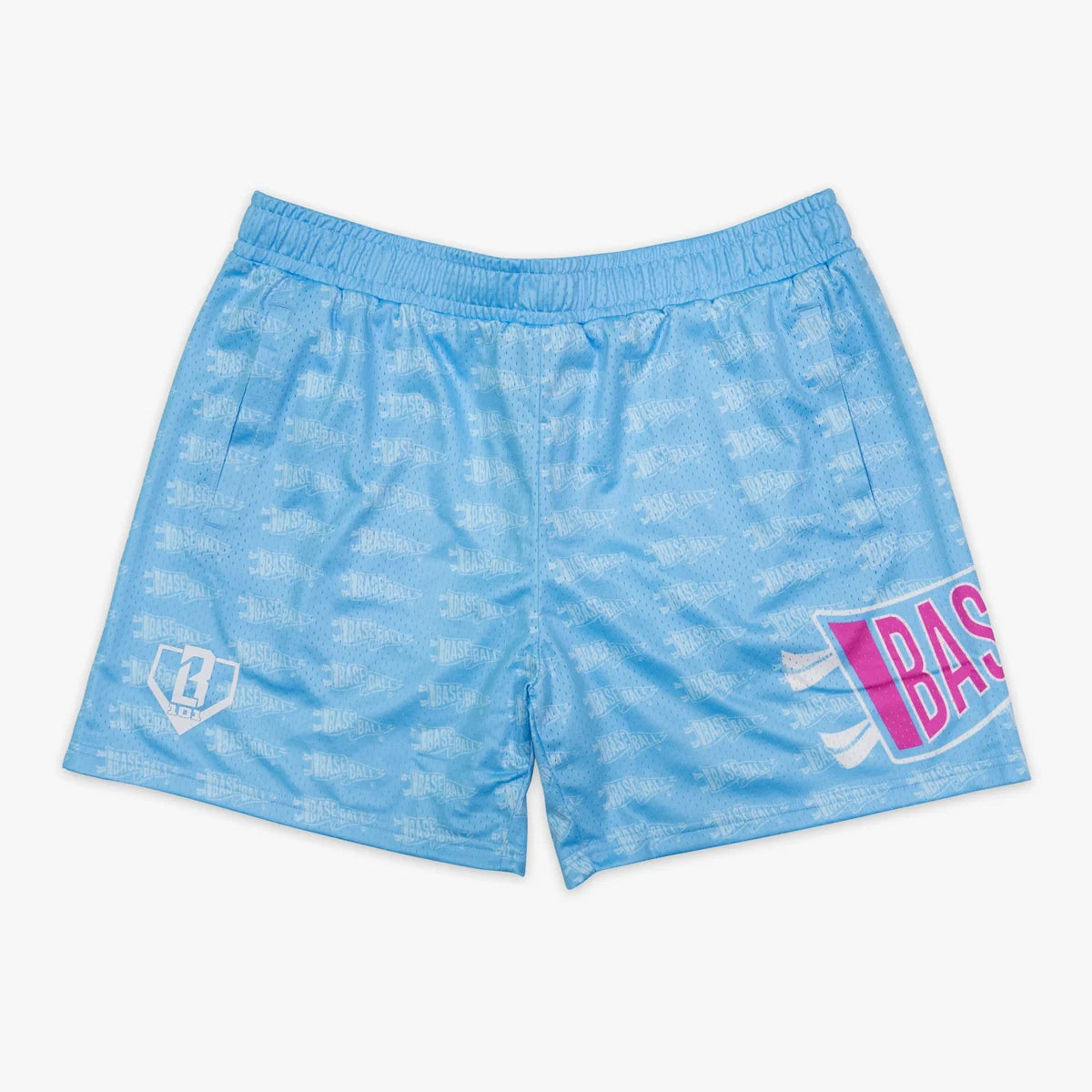 New Baseball Lifestyle 101 Cotton Candy Blue Pennant Youth Shorts
