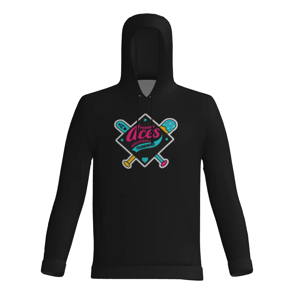 Diamond Aces 100% Polyester Hoodie - Black