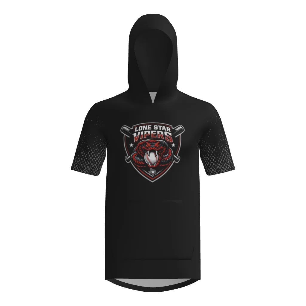 Long Star Vipers Short Sleeve Sublimated Hoodie - Black