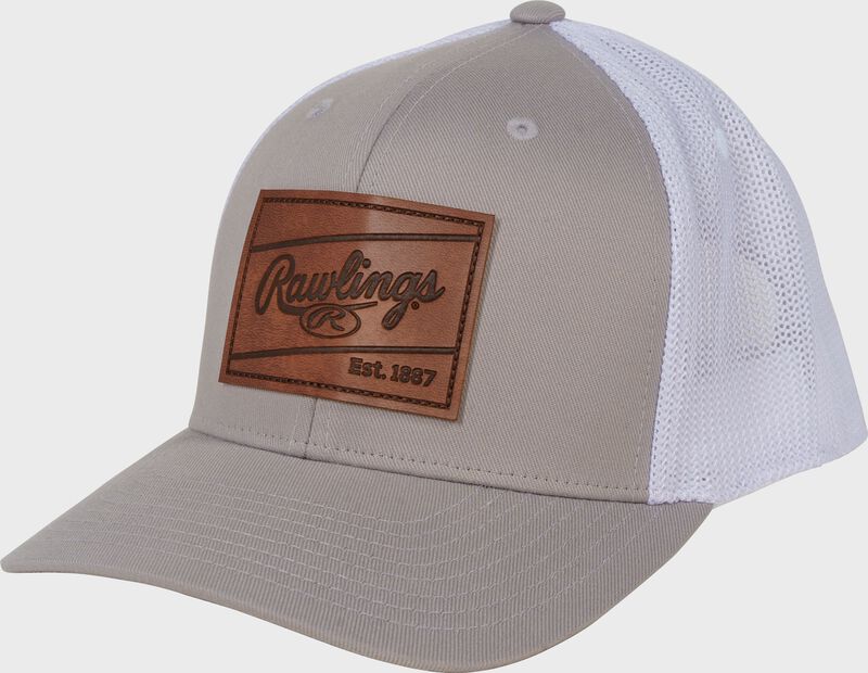 New Rawlings Leather Patch Snapback Hat - Gray