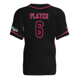 Pink Lightning Full Button Short Sleeve Game Jersey