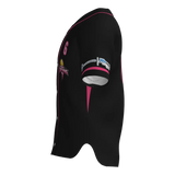 Pink Lightning Full Button Short Sleeve Game Jersey