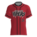 Lone Star Vipers 2-Button Game Jersey - Red