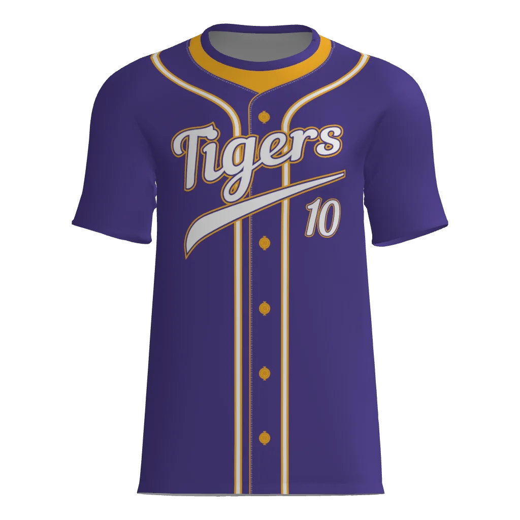 Tigers Faux Button Crew Neck Pull Over Game Jersey